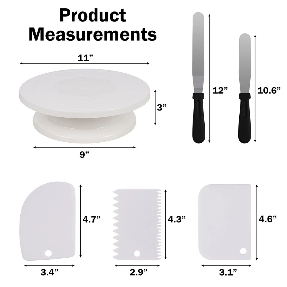 Premium Cake Decorating Kit With Turntable Spatulas  Icing Smoothers 4