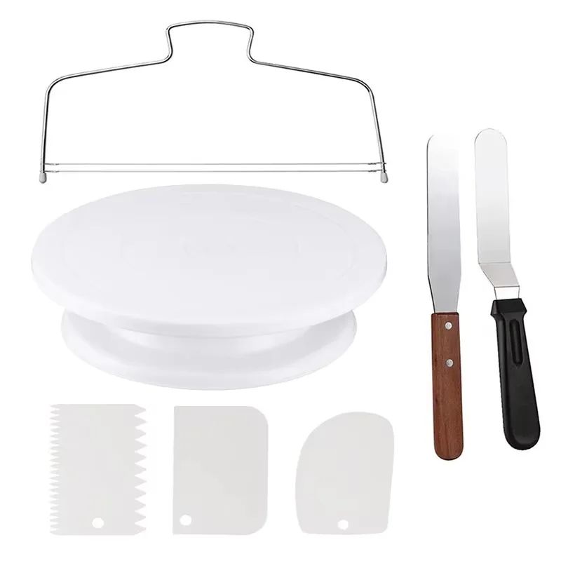 Premium Cake Decorating Kit With Turntable Spatulas  Icing Smoothers 10