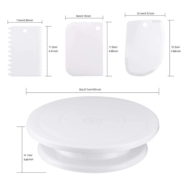 Premium 7Piece Cake Decorating Kit With Rotating Cake Turntable  Precision Icing Smoother 1