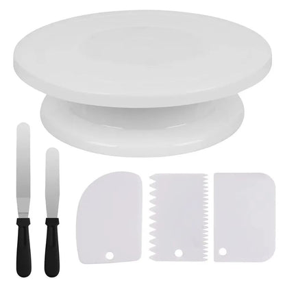 Premium 7Piece Cake Decorating Kit With Rotating Cake Turntable  Precision Icing Smoother 8