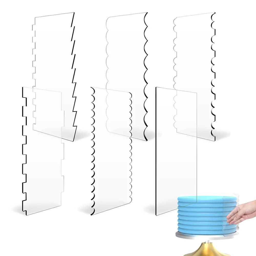 SmoothFinish Acrylic Cake Scraper & Comb Set, 2-Piece Frosting Smoother & Stripe Cake Comb