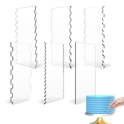 SmoothFinish Acrylic Cake Scraper & Comb Set, 2-Piece Frosting Smoother & Stripe Cake Comb