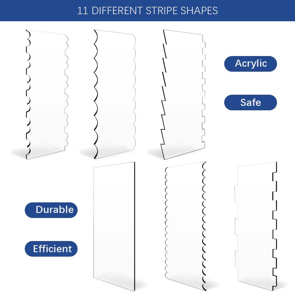 SmoothFinish Acrylic Cake Scraper  Comb Set 2Piece Frosting Smoother  Stripe Cake Comb 1