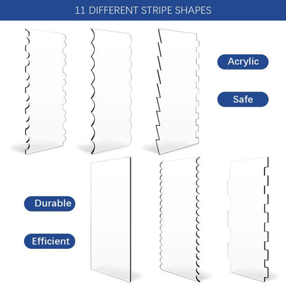 SmoothFinish Acrylic Cake Scraper  Comb Set 2Piece Frosting Smoother  Stripe Cake Comb 1