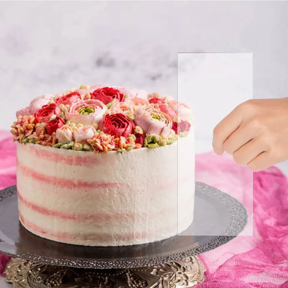 SmoothFinish Acrylic Cake Scraper  Comb Set 2Piece Frosting Smoother  Stripe Cake Comb 5