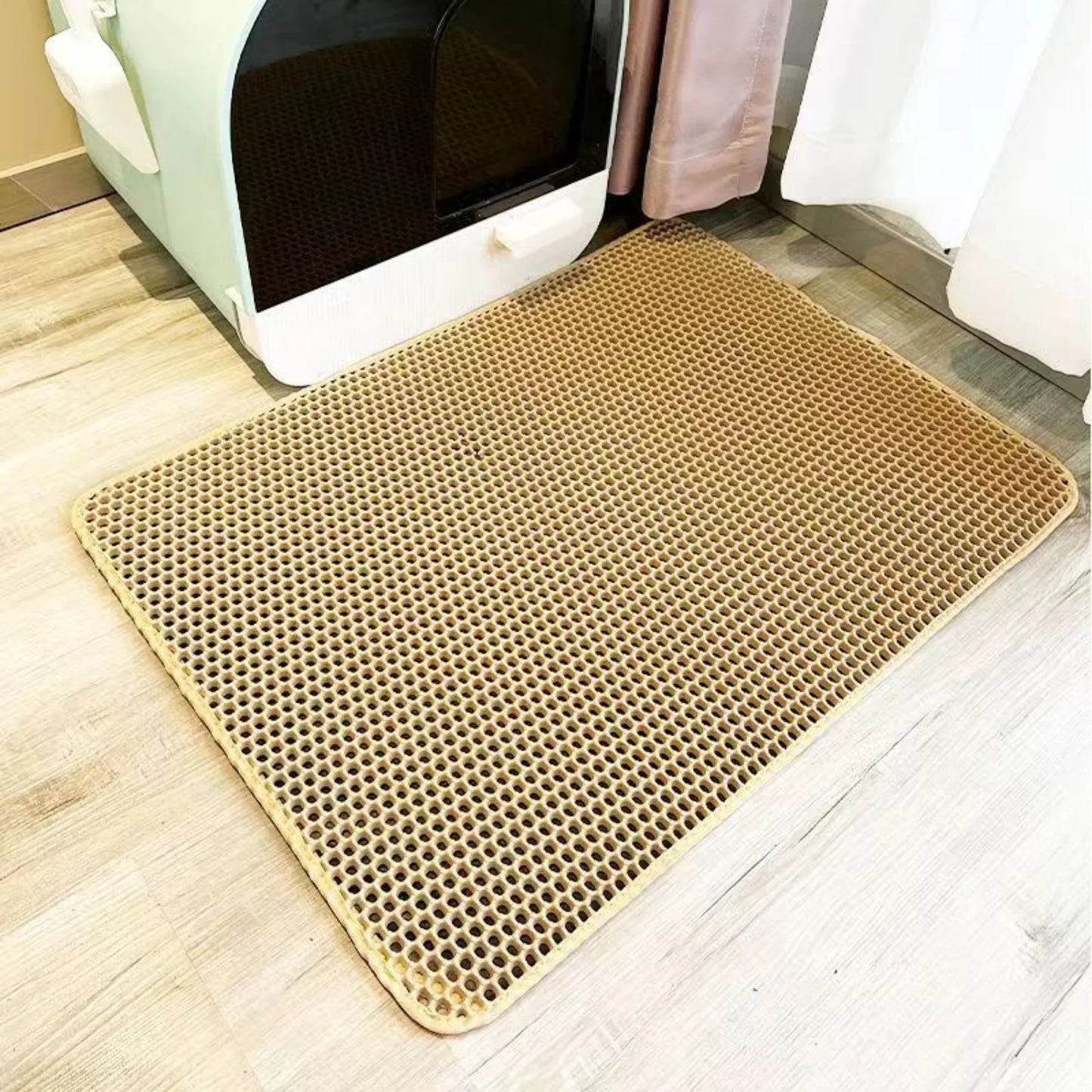 Large Cat Litter Mat, Heavy Duty Waterproof Non Slip Washable EVA Pad, Pet Floor Protector, Litter Box Sand Stopper