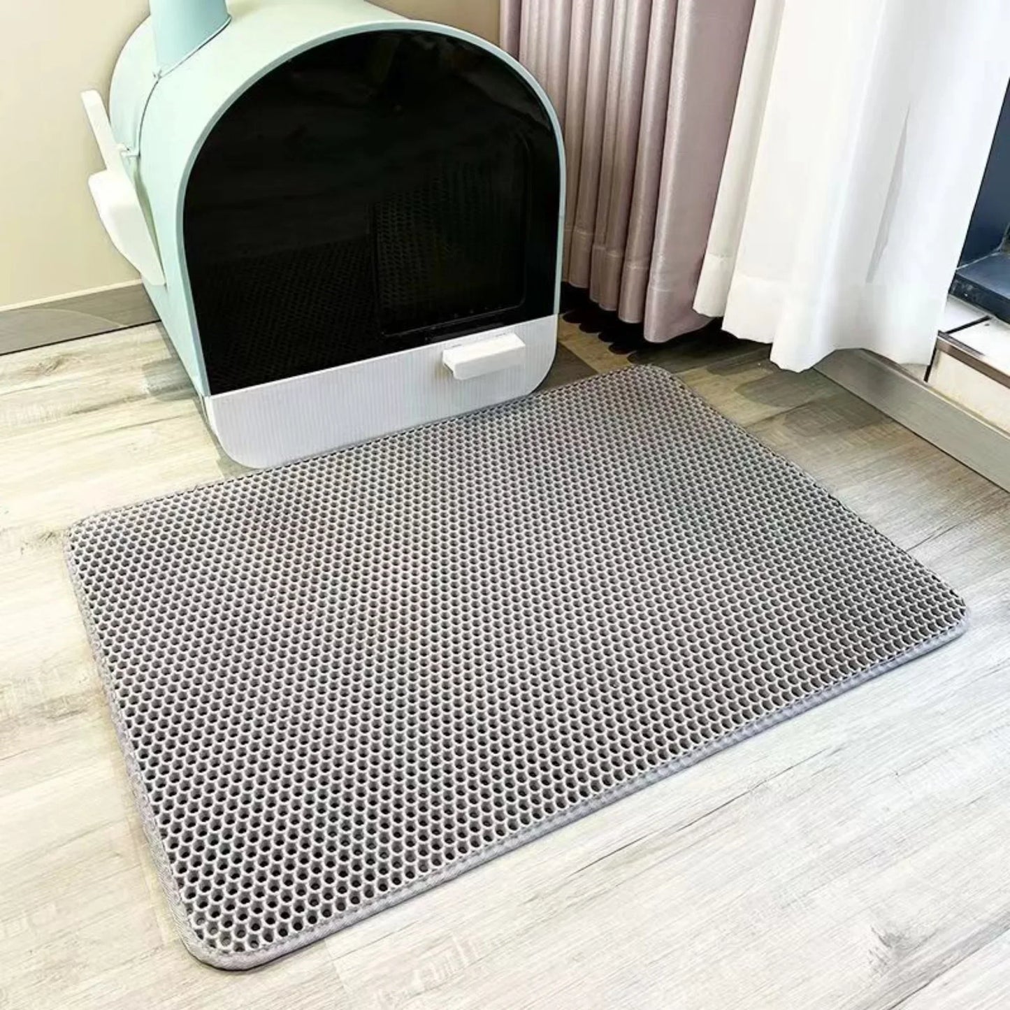 Large Cat Litter Mat, Heavy Duty Waterproof Non Slip Washable EVA Pad, Pet Floor Protector, Litter Box Sand Stopper