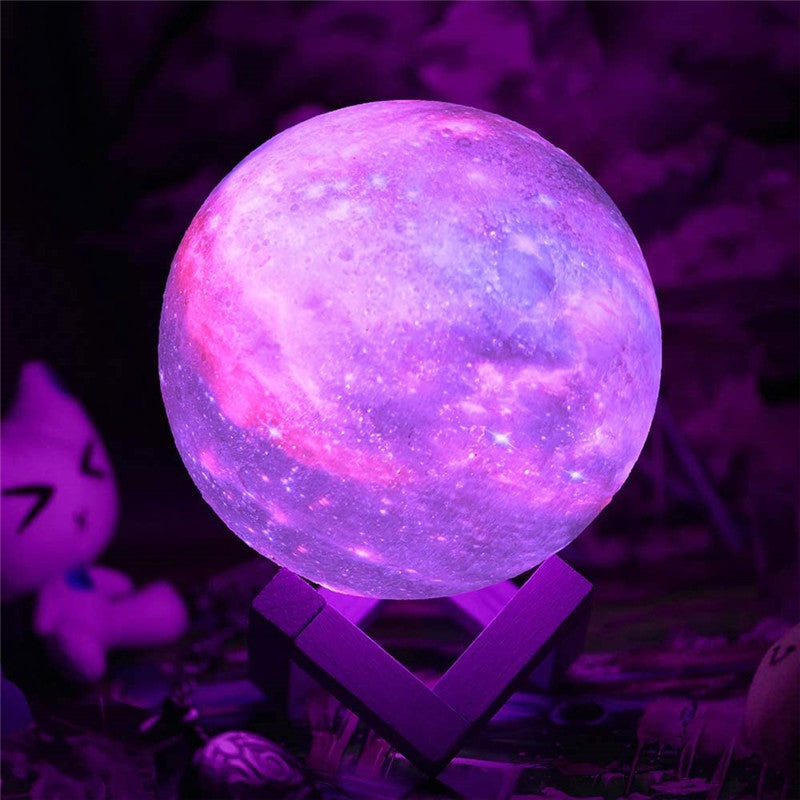 Rechargeable Print Moon Lamp LED Night Light with Colors Remote Control Atmosphere Lamp for Bedroom Decor Christma