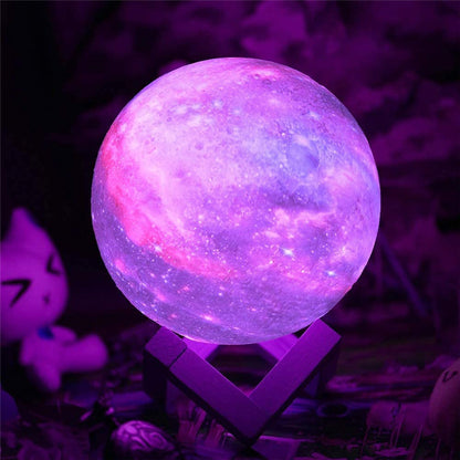 Rechargeable Print Moon Lamp LED Night Light with Colors Remote Control Atmosphere Lamp for Bedroom Decor Christma