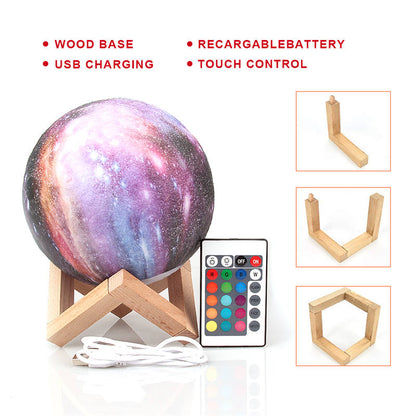 Rechargeable Print Moon Lamp LED Night Light with Colors Remote Control Atmosphere Lamp for Bedroom Decor Christma