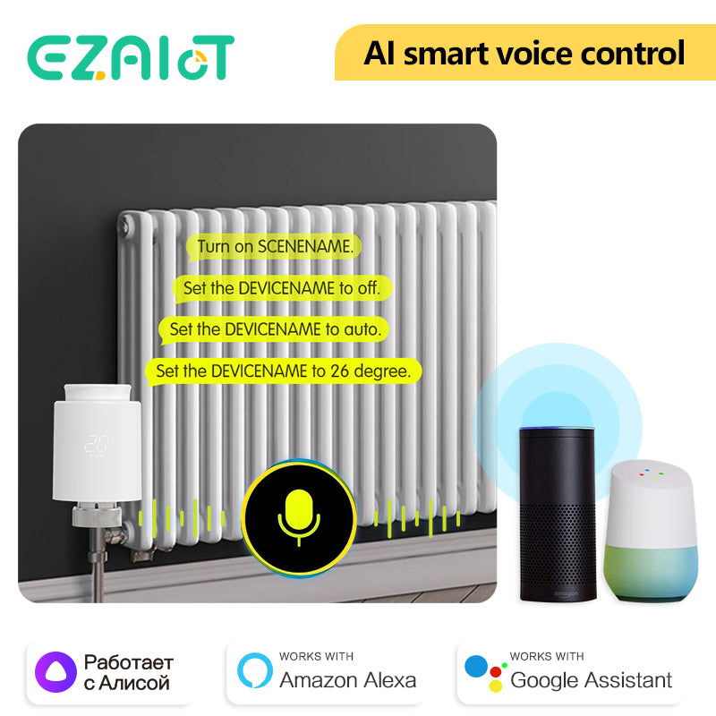 ZigBee Smart TRV Thermostatic Valve Radiator Actuator Temperature Controller With Voice Control Ale