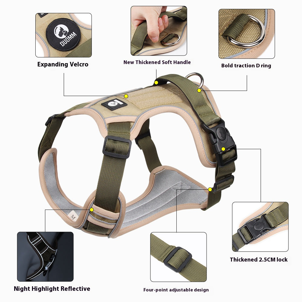 Reflective Adjustable Dog Harness For Walk Durable Oxford Training Vest Dog Labrador Army Cloth Com 1