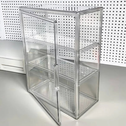 Acrylic Figures Desktop Storage Box Organizer, Clear Plastic Doll Storage Display, Large Capacity, Dustproof Cabinet