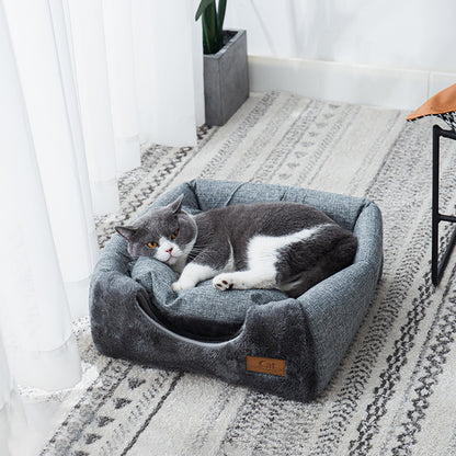 New Triangular Enclosed Cat House Warm Plush Pet Bed For Deep Sleep Cozy Shelter For Cats And Small 2