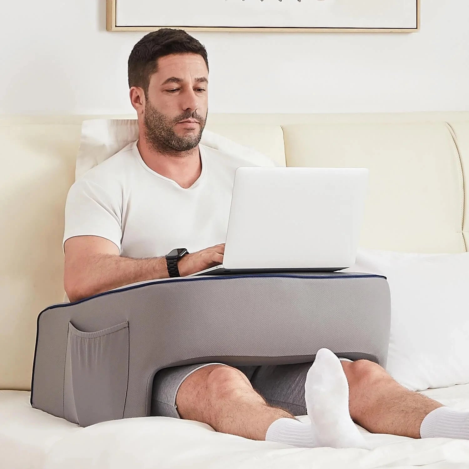 Reading Pillow for Bed, Gaming Pillow for Lap, Memory Foam Bed Rest Cushion for Relaxation and Working