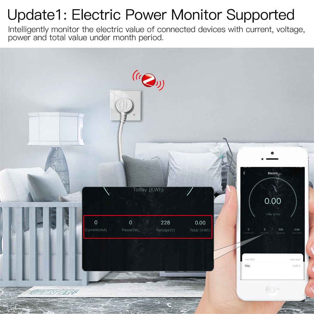 ZigBee Smart Wall Socket Glass Panel Outlet With Power Monitor Tuya Wireless Control Mesh Timer Ale 3