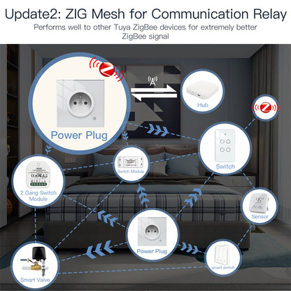 ZigBee Smart Wall Socket Glass Panel Outlet With Power Monitor Tuya Wireless Control Mesh Timer Ale 4