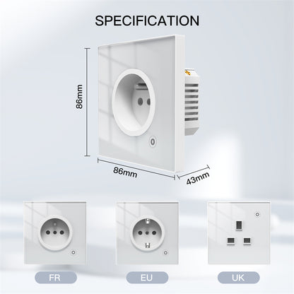 ZigBee Smart Wall Socket Glass Panel Outlet With Power Monitor Tuya Wireless Control Mesh Timer Ale 5