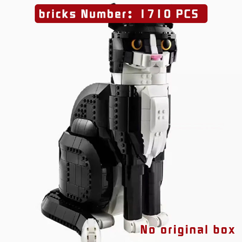 Creative Tuxedo Cat Building Blocks Bricks Diy Animal Assembly Educational Puzzle Birthday Party Gifts