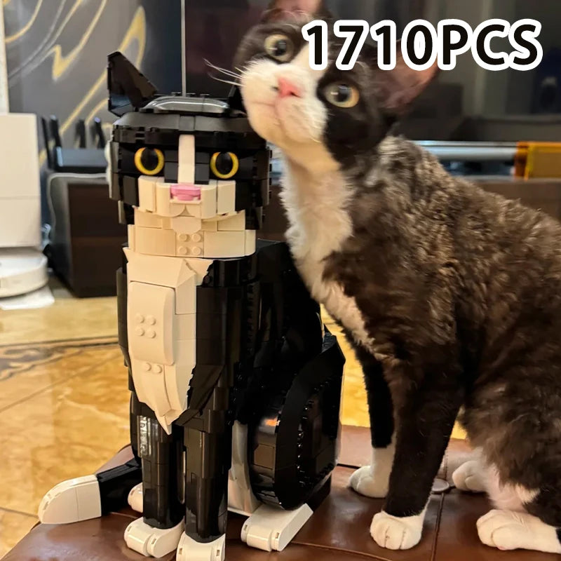Creative Tuxedo Cat Building Blocks Bricks Diy Animal Assembly Educational Puzzle Birthday Party Gifts