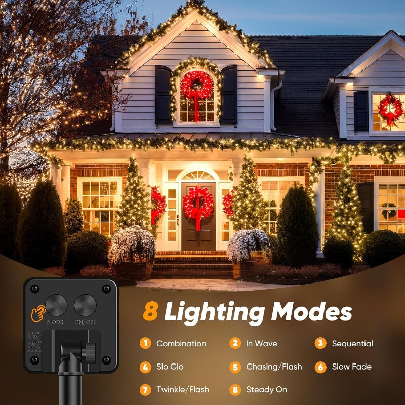 LED Solar Fairy Lights For Gardens 2Pcs Solar String Lights 8 Lighting Modes Christmas Party Decora 1