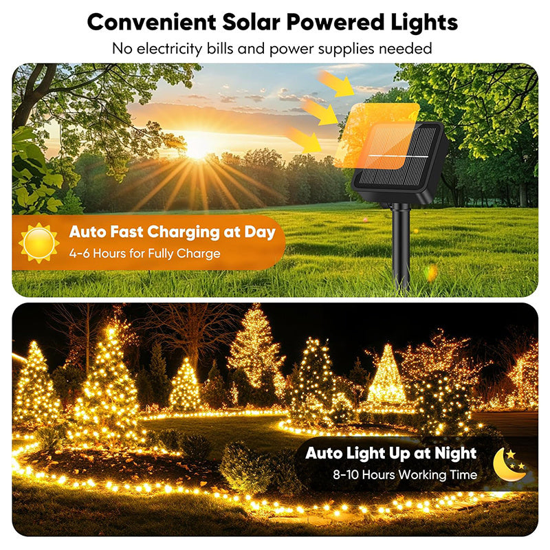 LED Solar Fairy Lights For Gardens 2Pcs Solar String Lights 8 Lighting Modes Christmas Party Decora 2