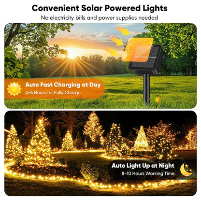LED Solar Fairy Lights For Gardens 2Pcs Solar String Lights 8 Lighting Modes Christmas Party Decora 2