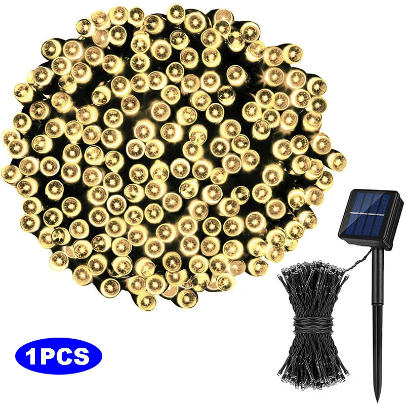 LED Solar Fairy Lights For Gardens 2Pcs Solar String Lights 8 Lighting Modes Christmas Party Decora 6