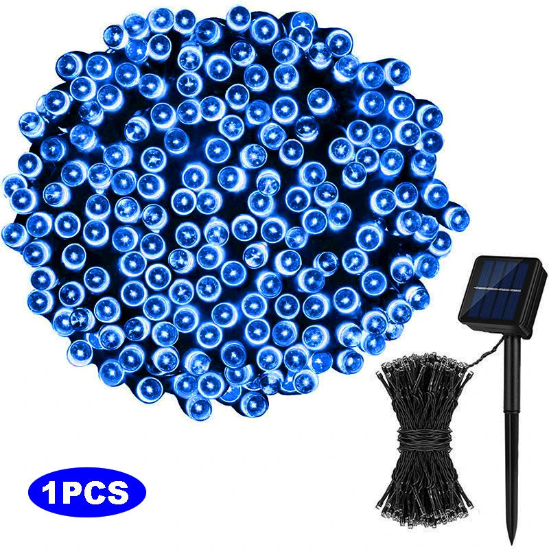 LED Solar Fairy Lights For Gardens 2Pcs Solar String Lights 8 Lighting Modes Christmas Party Decora 8