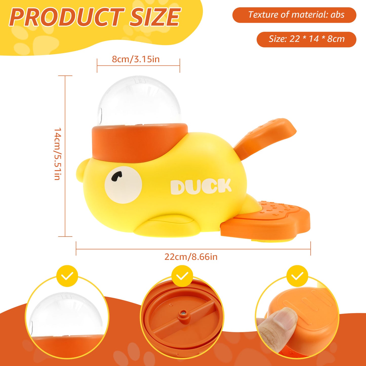 Interactive Duck Shaped Dog Slow Feeder Washable Food Outlet Size Automatic Dog Feeder Toy For Pets 5