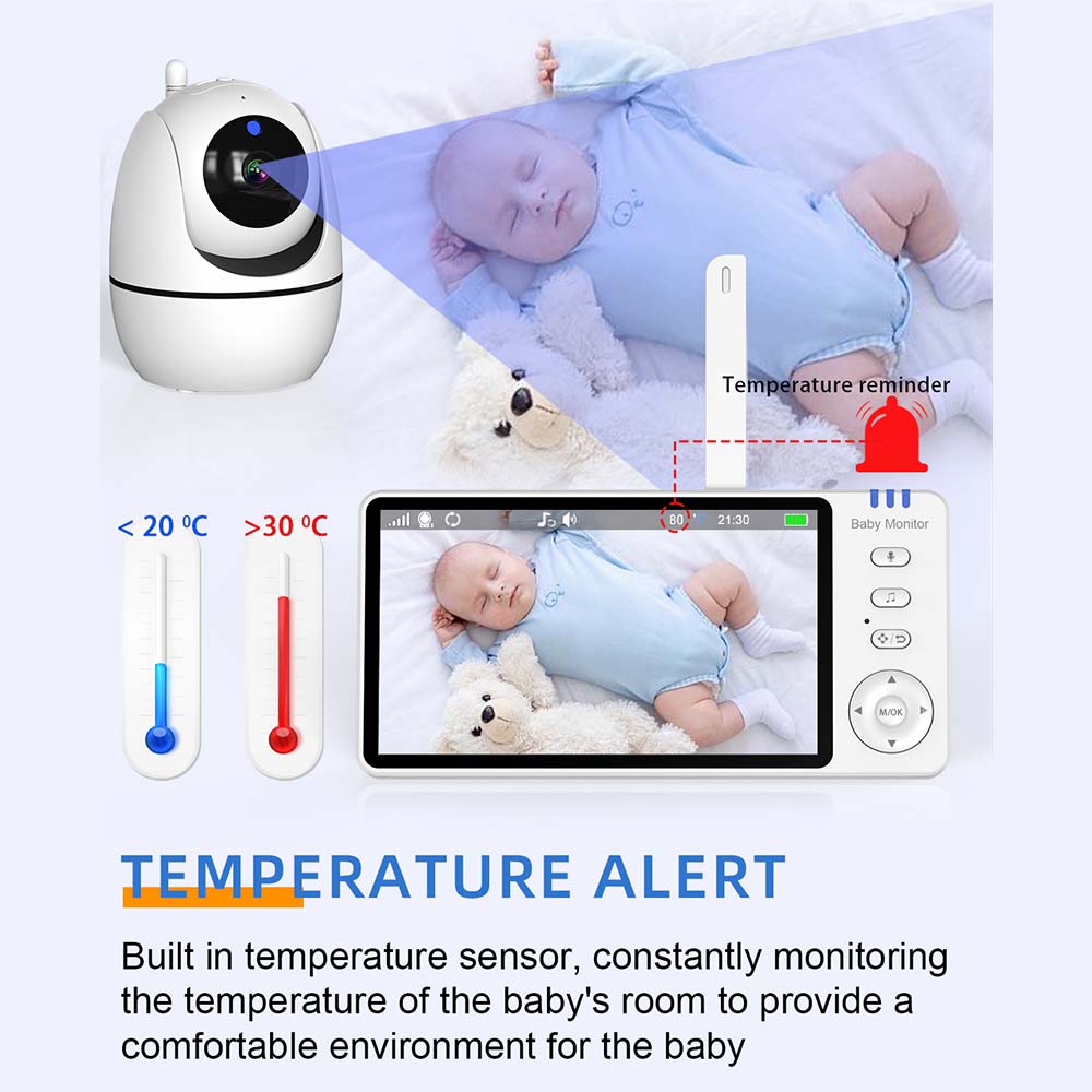 Baby Monitor Video Camera PTZ Zoom Babyphone Cam Surveillance Cameras Temperature Sensor Lullaby Se 3