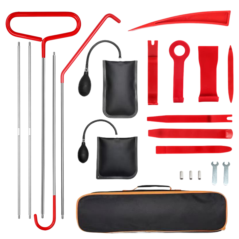 Auto Window Door Open Fixing Gripper, Car Door Tool Kit Inflatable Air Pump, Long Reach Kits Tools with Carrying Bag