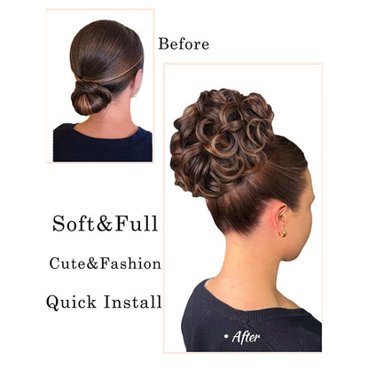 Synthetic Hair Combs Clip In Ponytail Short Scrunchie Chignon Messy Curly Dish Hair Bun 2