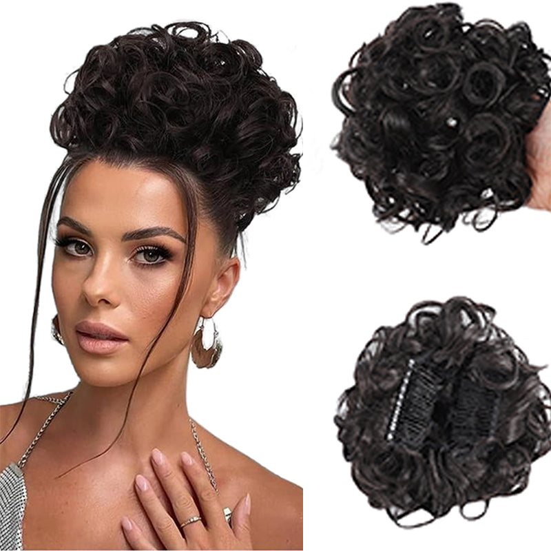 Synthetic Hair Combs Clip In Ponytail Short Scrunchie Chignon Messy Curly Dish Hair Bun 5