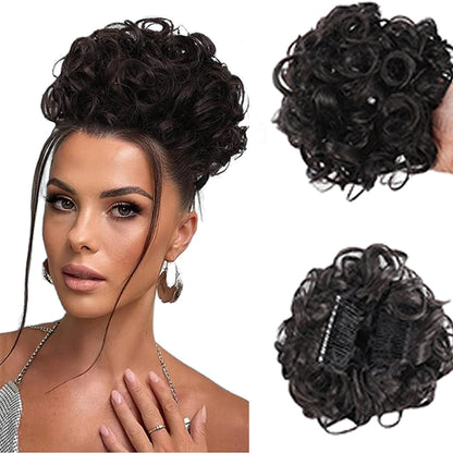 Synthetic Hair Combs Clip In Ponytail Short Scrunchie Chignon Messy Curly Dish Hair Bun 5