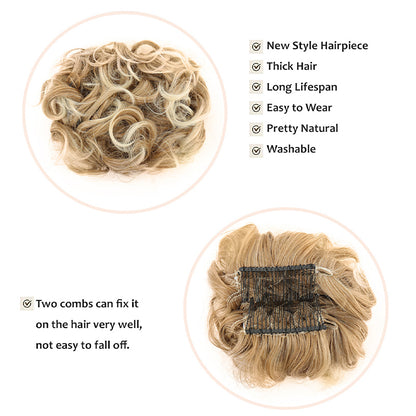 Synthetic Hair Combs Clip In Ponytail Short Scrunchie Chignon Messy Curly Dish Hair Bun 3