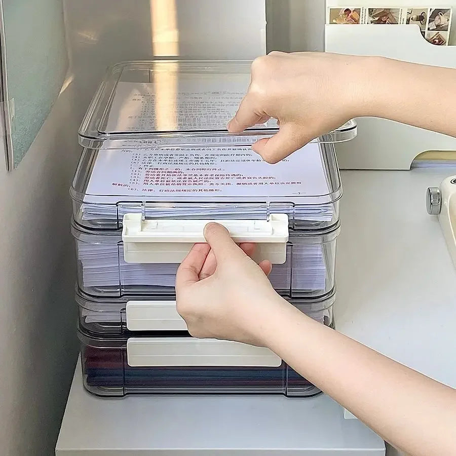Transparent Acrylic Desktop Paper Storage Box Document Organizer Dust Proof Household Card Holder C 3