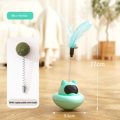Suction Cup Cat Teaser Feather Toy For Self Play Boredom Relief Tumbler Base Wand For Lazy Owner In