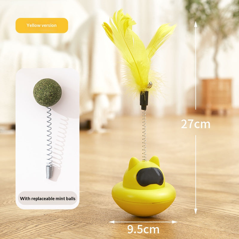 Suction Cup Cat Teaser Feather Toy For Self Play Boredom Relief Tumbler Base Wand For Lazy Owner In