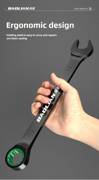 BAOLIAN Dual Directional Fast Plum Blossom Ratchet Wrench  IndustrialGrade DualUse Opening Tool 13