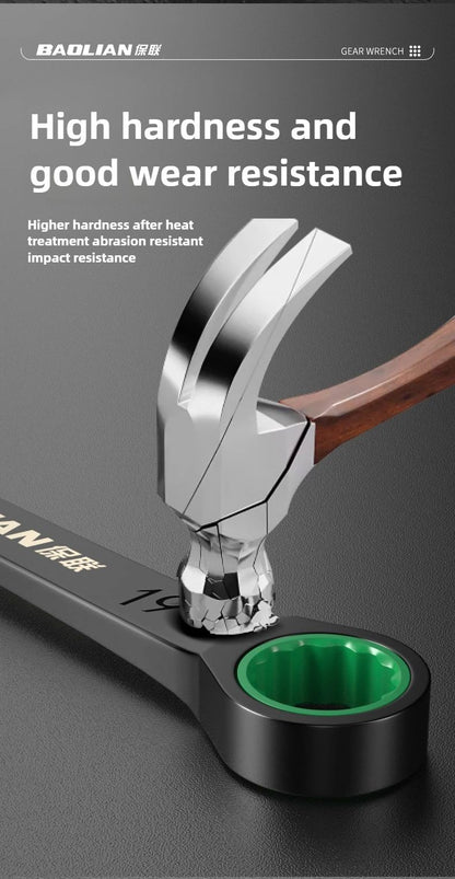 BAOLIAN Dual Directional Fast Plum Blossom Ratchet Wrench  IndustrialGrade DualUse Opening Tool 10