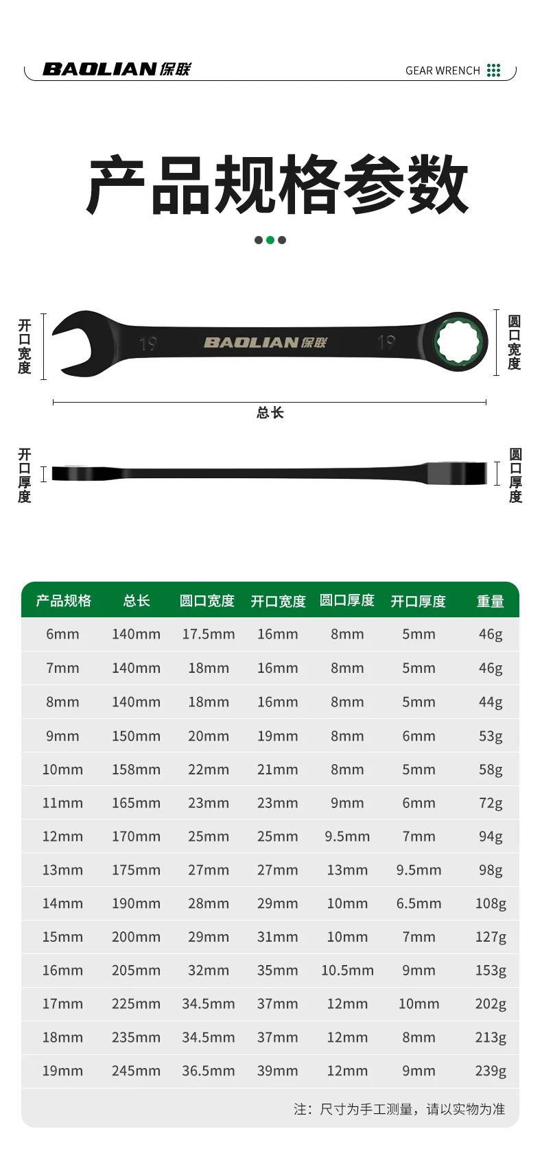 BAOLIAN Dual Directional Fast Plum Blossom Ratchet Wrench  IndustrialGrade DualUse Opening Tool 15