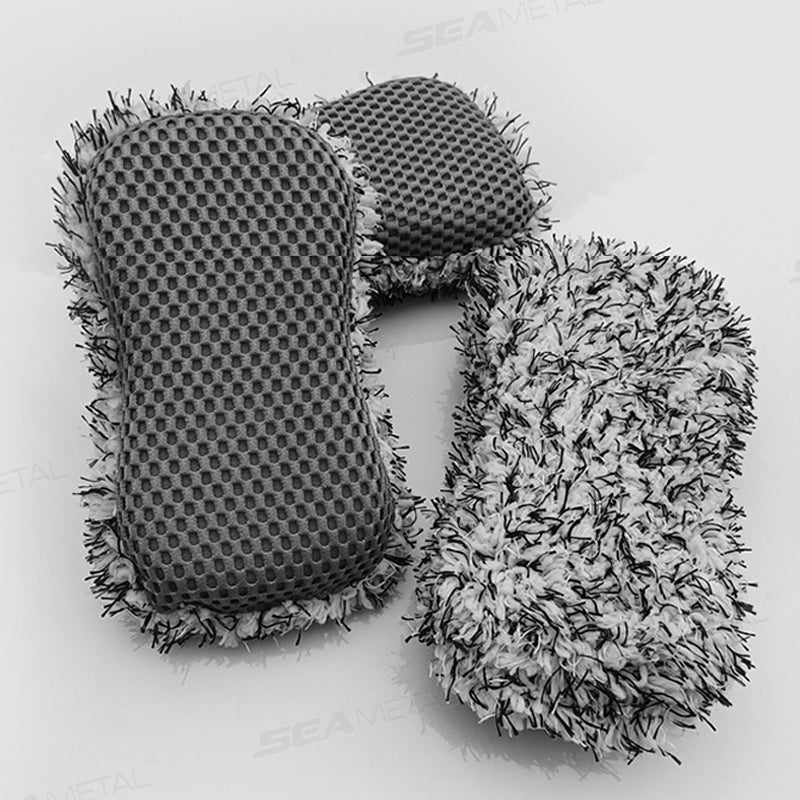 Two-Sided Microfiber Car Wash Sponge, Plush Massage Net Wheel Cleaning Brush, Dust Remover, Scratch-Free for Car Wash