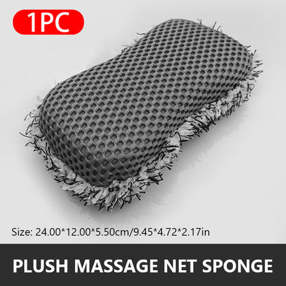 TwoSided Microfiber Car Wash Sponge Plush Massage Net Wheel Cleaning Brush Dust Remover ScratchFree 5