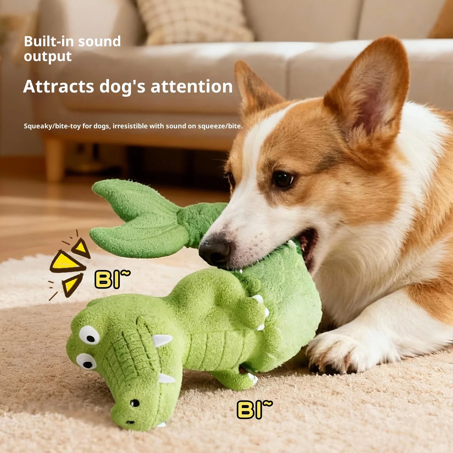 Squeaky Alligator Dog Toy Natural Latex Chew Resistant Design Teeth Cleaning Fun For Small Medium D 1