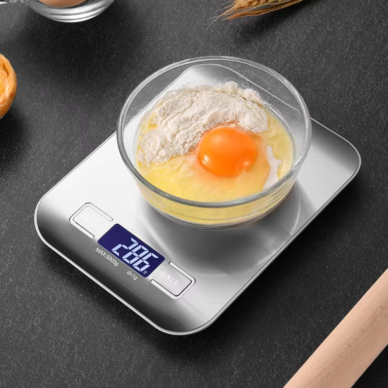 High Precision Multifunction Digital Kitchen Food Scale with LCD Display, Stainless Steel Waterproof Measuring Scale