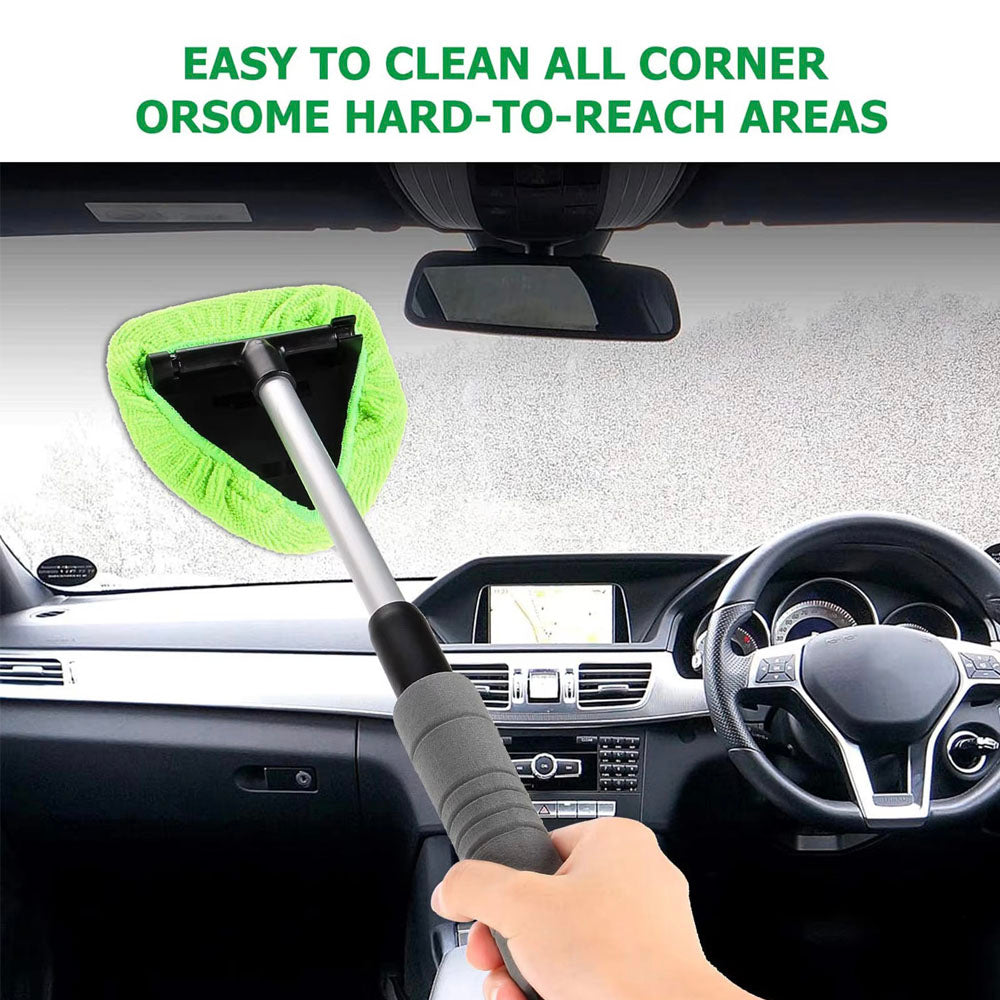 Car Window Cleaner Scraping Mist Eliminator Telescopic Window Windshield Cleaning Brush Set Microfi 1