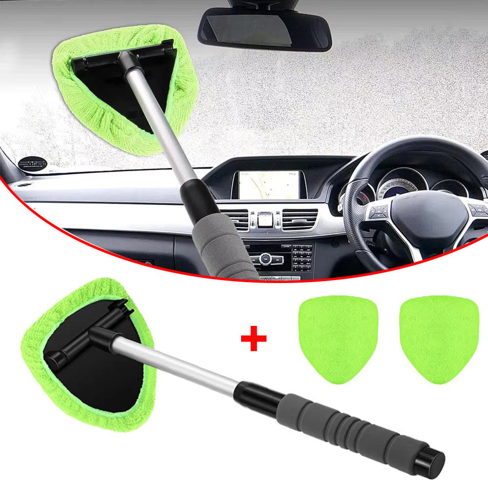 Car Window Cleaner Scraping Mist Eliminator, Telescopic Window Windshield Cleaning Brush Set, Microfiber Glass Cleaner