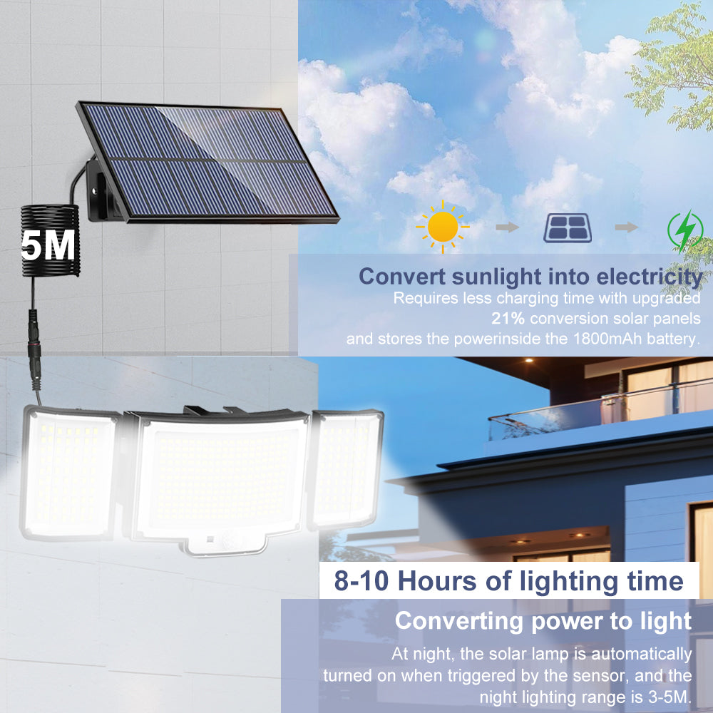 Solar Garden Lights, LED Motion Sensor Security Outdoor Lights, Waterproof Solar Powered Flood Lights