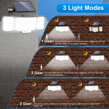 Solar Garden Lights LED Motion Sensor Security Outdoor Lights Waterproof Solar Powered Flood Lights 3